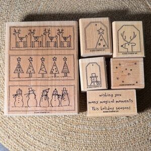 Retired festive favorites Stampin' Up! Festive Rubber Stamp Collection like new